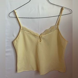 Vintage La Senza Pale Yellow Lingerie Tank Top w/ Adjustable Straps